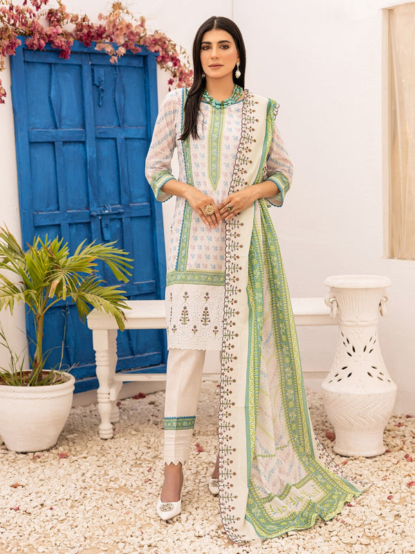 Dilkash Vol 3 By MTF Printed Chikankari Embroidered Lawn 03 Pcs Unstitched Suit D03 - Summer Collection