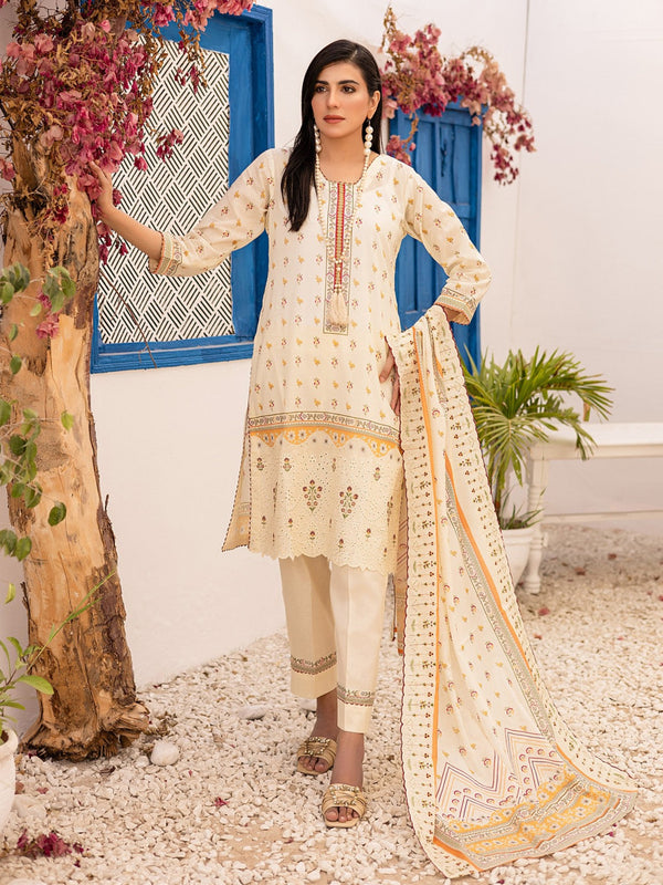 Dilkash Vol 3 By MTF Printed Chikankari Embroidered Lawn 03 Pcs Unstitched Suit D01 - Summer Collection