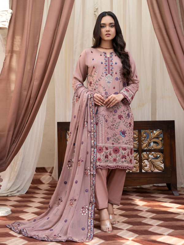 AARZOO Embroidered Cotton 03 Pcs Unstitched Suit 02 -Winter Collection