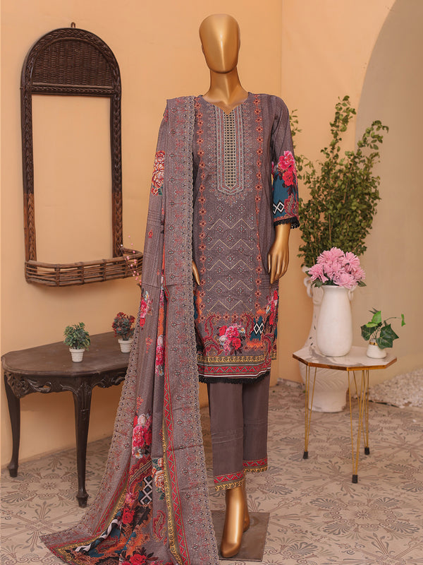 Style Elegant By MTF Digital Printed Embroidered Lawn | Unstitched Suit D01