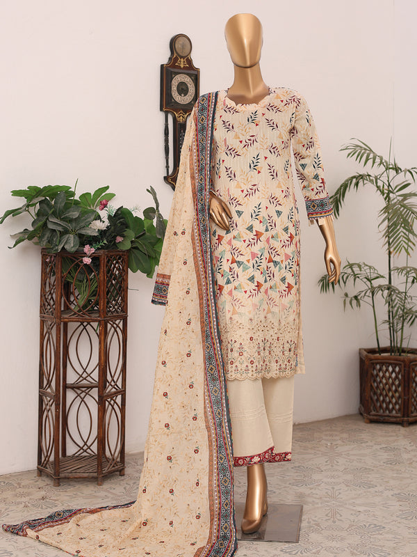 Emma Rose V3 By MTF Digital Printed Doria Embroidered Lawn | Unstitched Suit D01