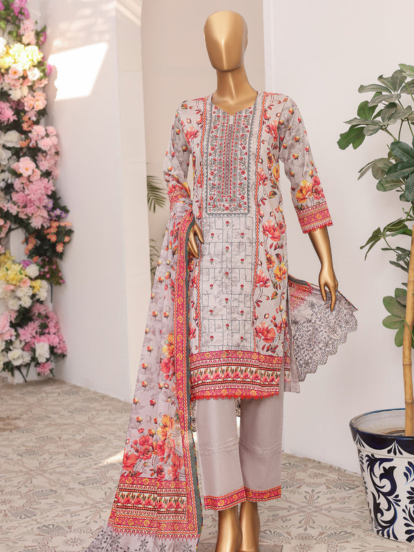 Femi By MTF Digital Printed Embroidered Lawn | Unstitched Suit D01