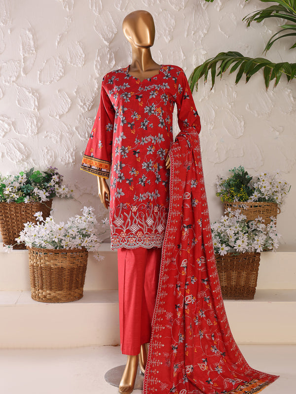 Rang-e-Meraas By MTF Digital Printed Embroidered Slub Khaddar Collection | Unstitched Suit D01