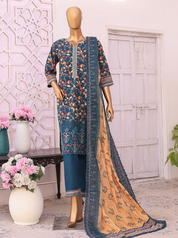 Fasana Vol # 2 By MTF Digital Printed Embroidered Khaddar Slub | Unstitched Suit D01