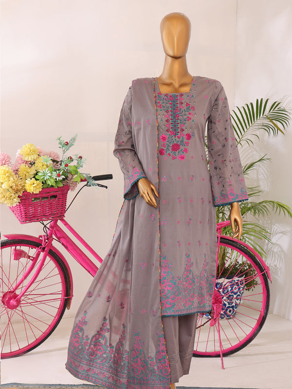 Muskan By MTF Dyed Bana Dora Embroidered Jacquard Lawn with Chikankari Sleeves  | Unstitched Suit D01