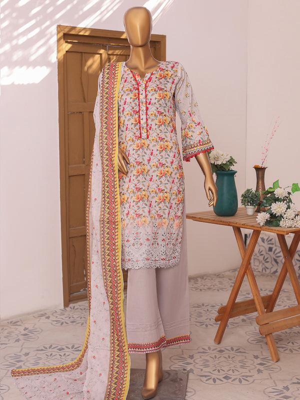 Emma Rose By MTF Digital Printed Embroidered Chikankari Lawn | Unstitched Suit D01