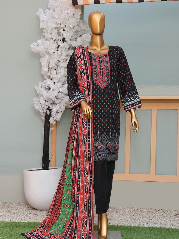 Elara By MTF Digital Printed Doria Embroidered Cotton Collection | Unstitched Suit D01