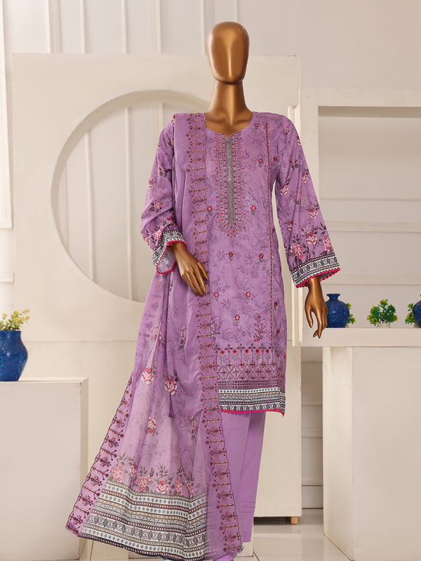 Shahla By MTF Digital Printed Slub Embroidered Cambric | Unstitched Suit D01