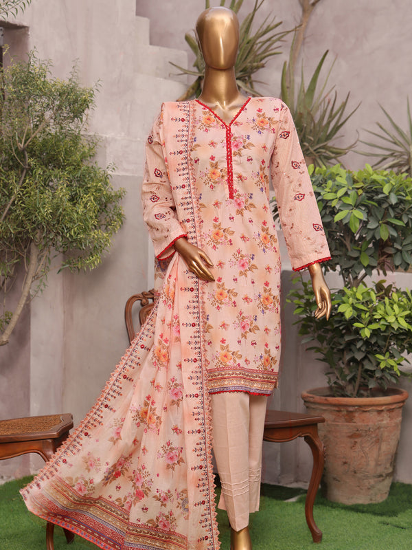 Amara By MTF Digital Printed Lawn Shirt with Chikankari Embroidered Sleeves| Unstitched Suit D01