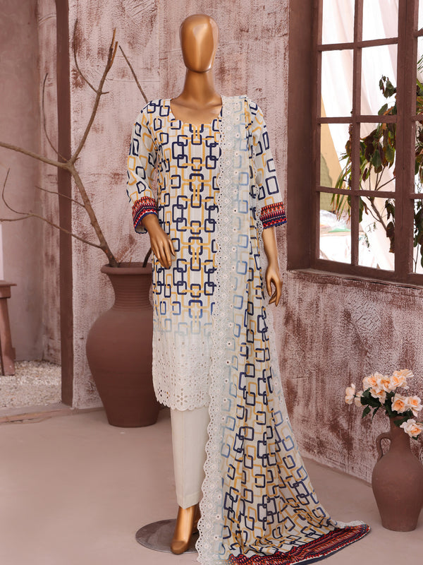 Lashkara By MTF Digital Printed Embroidered Chikankari Doria Lawn | Unstitched Suit D01