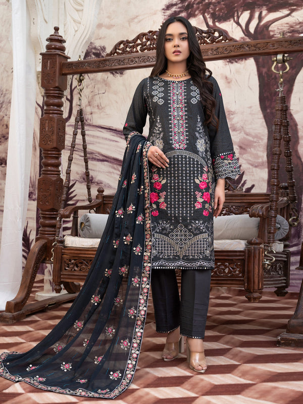 AARZOO Embroidered Cotton 03 Pcs Unstitched Suit 01-Winter Collection