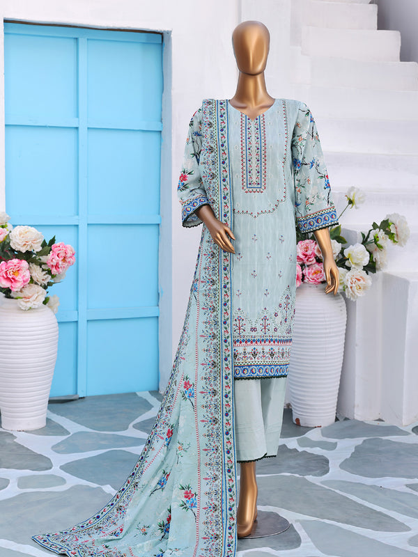 Safira By MTF Digital Printed Heavy Embroidered Doria Cotton Collection | Unstitched Suit D02