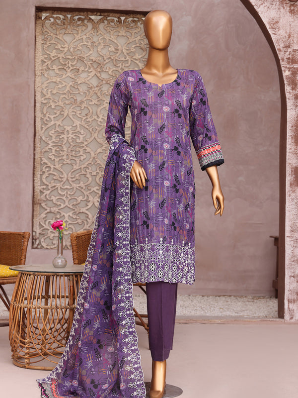 Lashkara By MTF Digital Printed Embroidered Chikankari Doria Lawn | Unstitched Suit D02