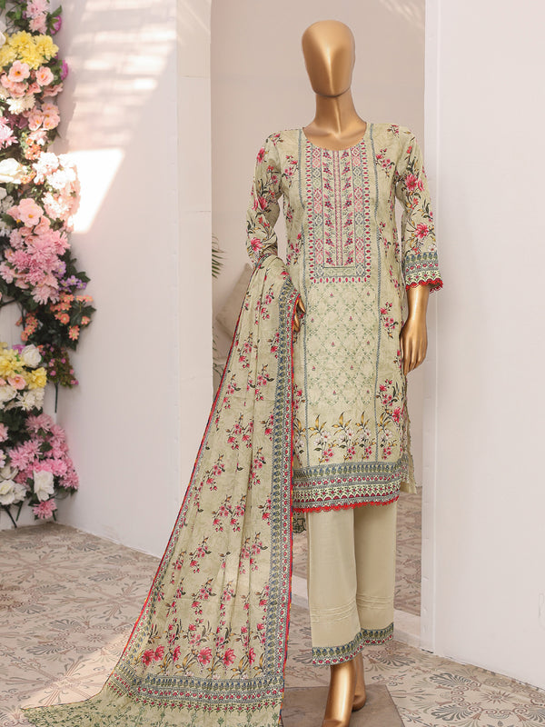 Femi By MTF Digital Printed Embroidered Lawn | Unstitched Suit D02