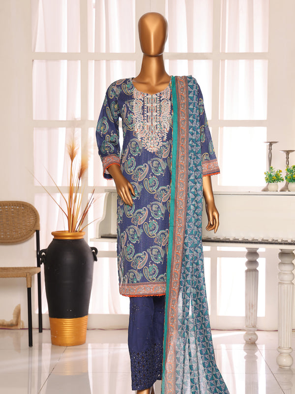 Feeha By MTF Digital Printed Doria Embroidered Lawn Collection | Unstitched Suit D02