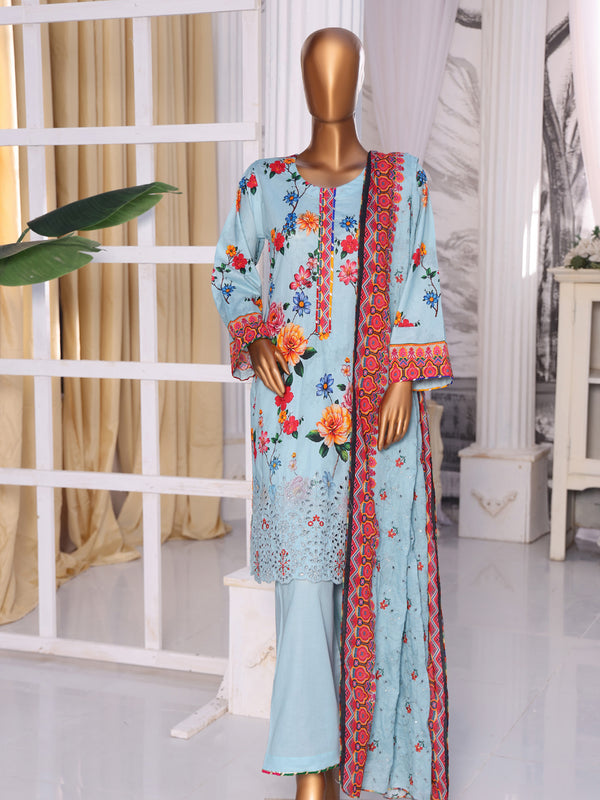 Gulabo By MTF Digital Printed Embroidered Super Fine Pima Cotton Collection | Unstitched Suit D02