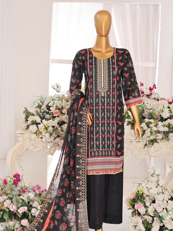 Dilkush v1 By MTF Digital Printed Embroidered Slub Khaddar | Unstitched Suit D02