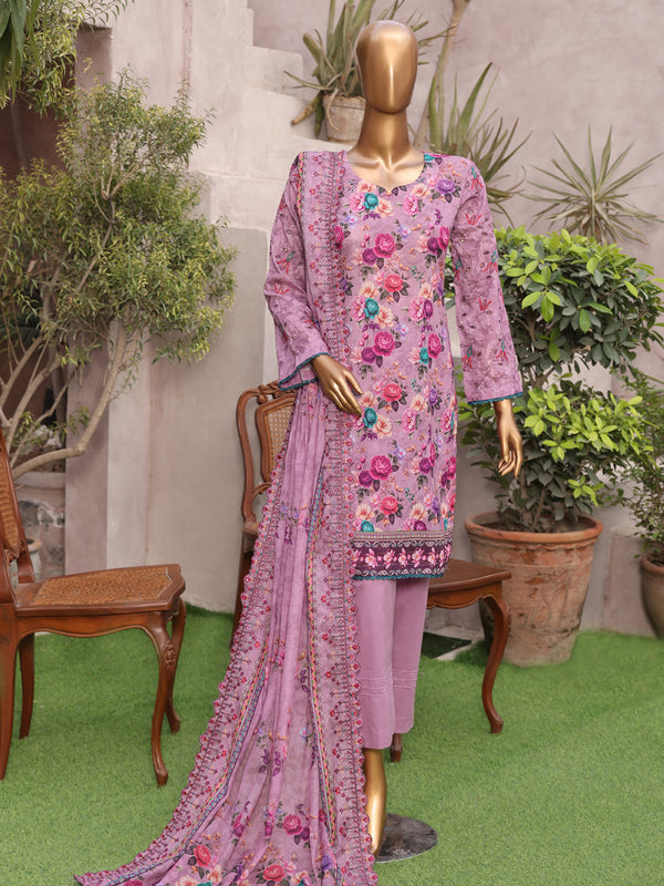 Amara By MTF Digital Printed Lawn Shirt with Chikankari Embroidered Sleeves| Unstitched Suit D02