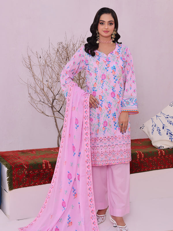 Amaya By MTF Digital Printed Embroidered Pima Cotton Collection | Unstitched Suit D02