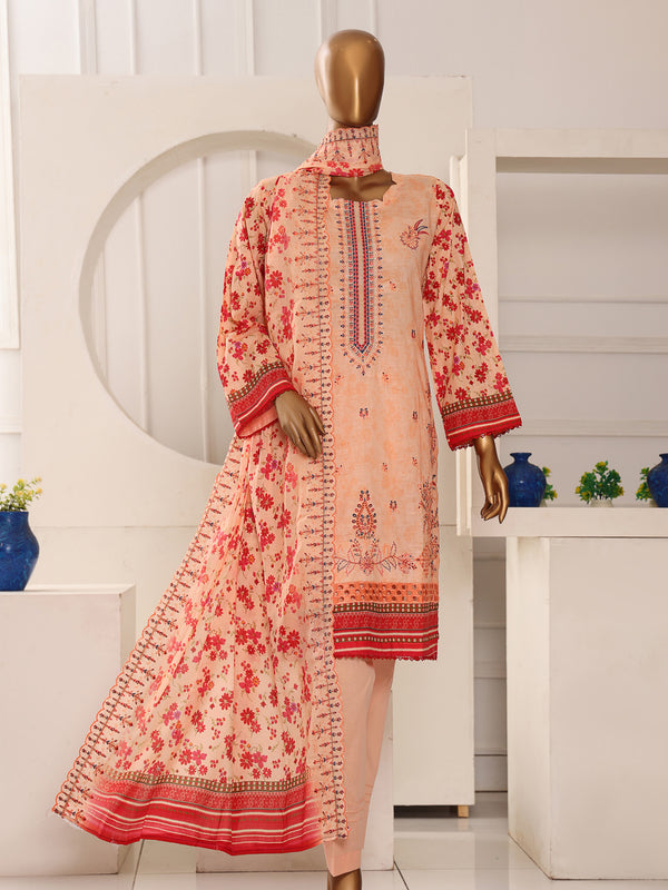 Shahla By MTF Digital Printed Slub Embroidered Cambric | Unstitched Suit D02