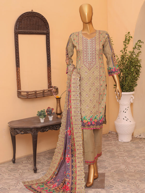 Style Elegant By MTF Digital Printed Embroidered Lawn | Unstitched Suit D02