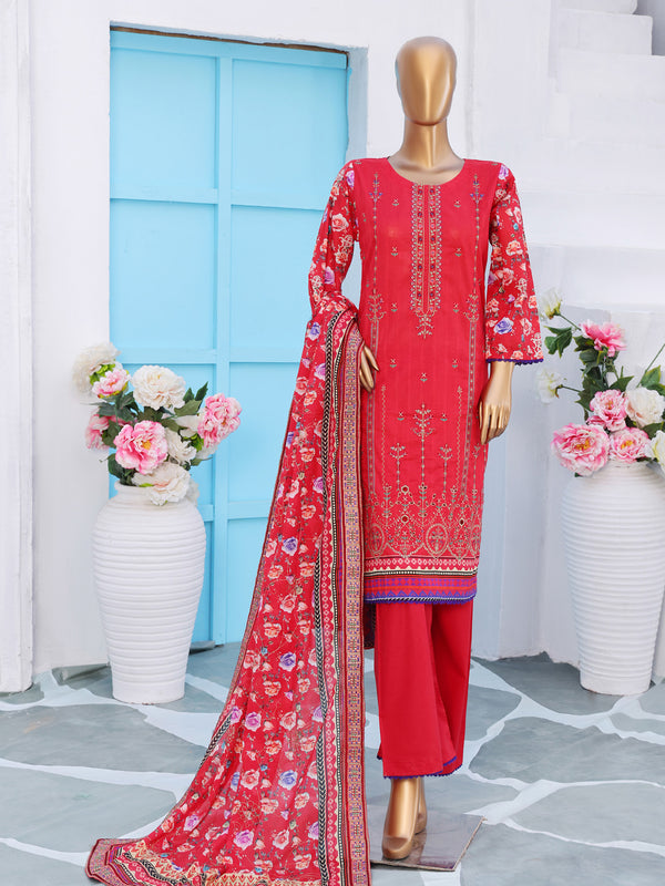 Safira By MTF Digital Printed Heavy Embroidered Doria Cotton Collection | Unstitched Suit D03