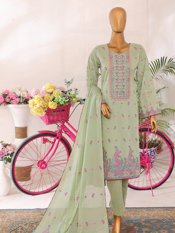 Muskan By MTF Dyed Bana Dora Embroidered Jacquard Lawn with Chikankari Sleeves  | Unstitched Suit D03