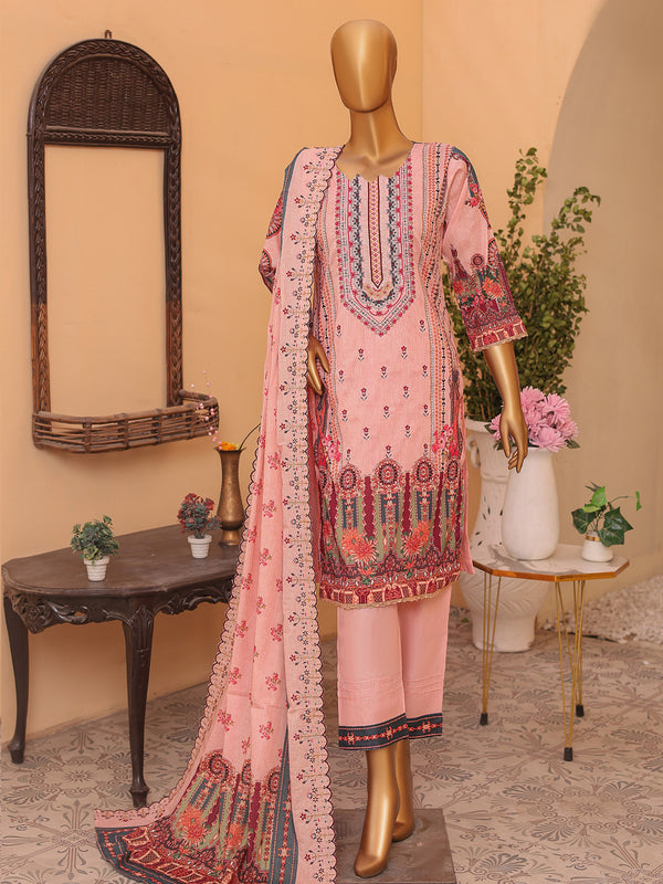 Style Elegant By MTF Digital Printed Embroidered Lawn | Unstitched Suit D03