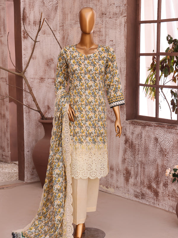 Lashkara By MTF Digital Printed Embroidered Chikankari Doria Lawn | Unstitched Suit D03