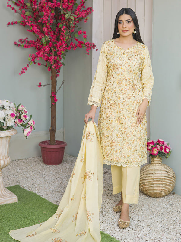 Ossm By MTF Dyed Doria Heavy Embroidered Cotton Collection | Unstitched Suit D03