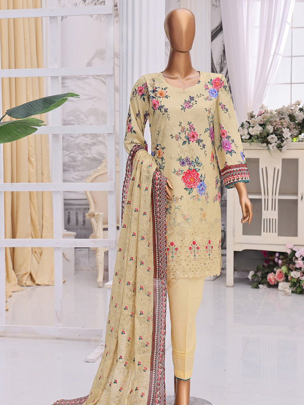 Gulabo By MTF Digital Printed Embroidered Super Fine Pima Cotton Collection | Unstitched Suit D03