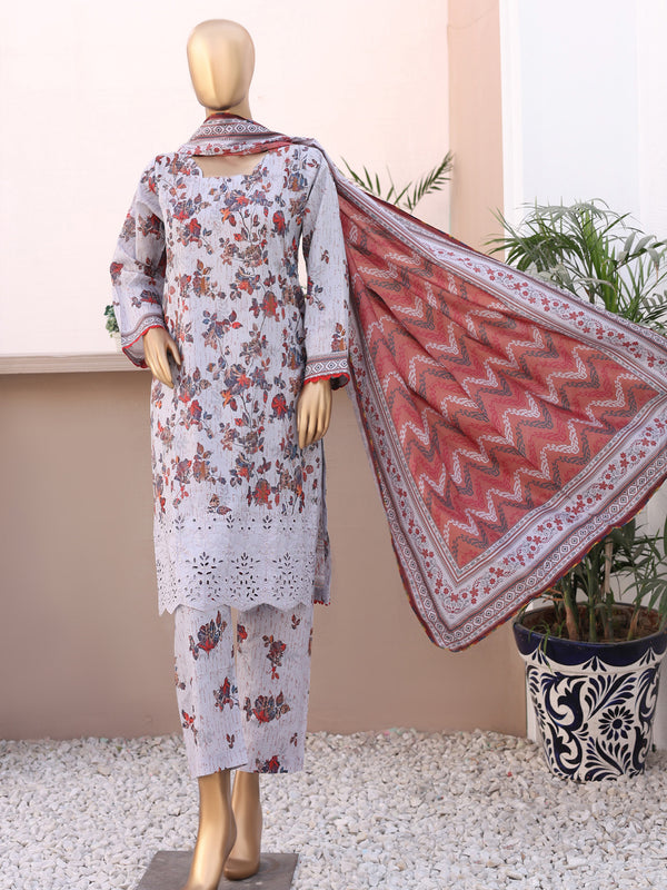 Remola By Ruqayyahs Digital Printed Chikankari Embroidered Lawn | Unstitched Suit D03