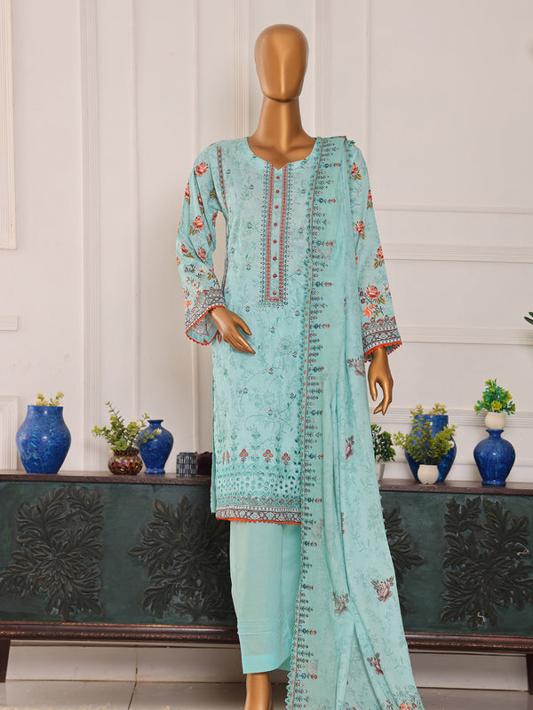 Shahla By MTF Digital Printed Slub Embroidered Cambric | Unstitched Suit D03