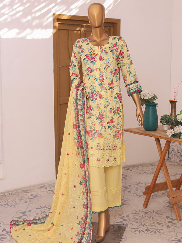 Emma Rose By MTF Digital Printed Embroidered Chikankari Lawn | Unstitched Suit D03