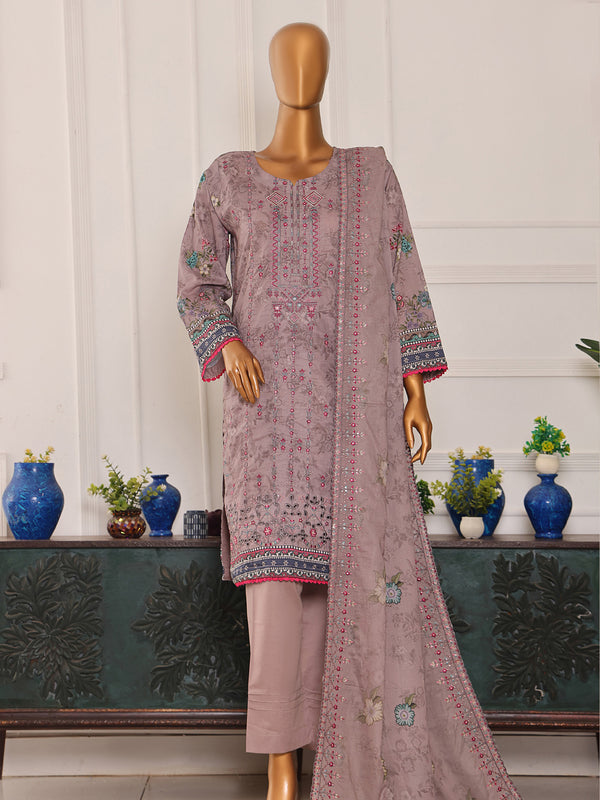 Shahla By MTF Digital Printed Slub Embroidered Cambric | Unstitched Suit D04