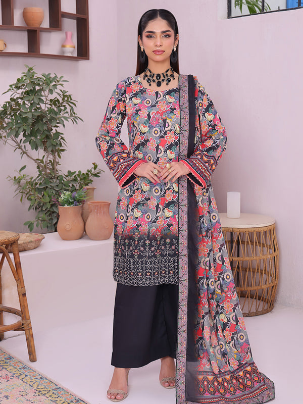 Amaya By MTF Digital Printed Embroidered Pima Cotton Collection | Unstitched Suit D04