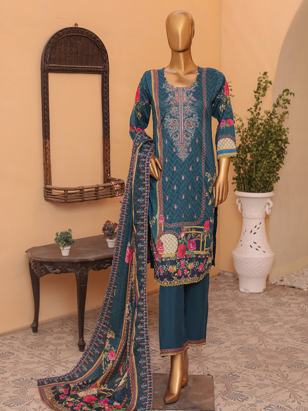 Style Elegant By MTF Digital Printed Embroidered Lawn | Unstitched Suit D04