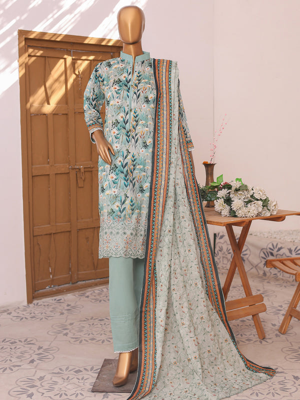 Emma Rose By MTF Digital Printed Embroidered Chikankari Lawn | Unstitched Suit D04