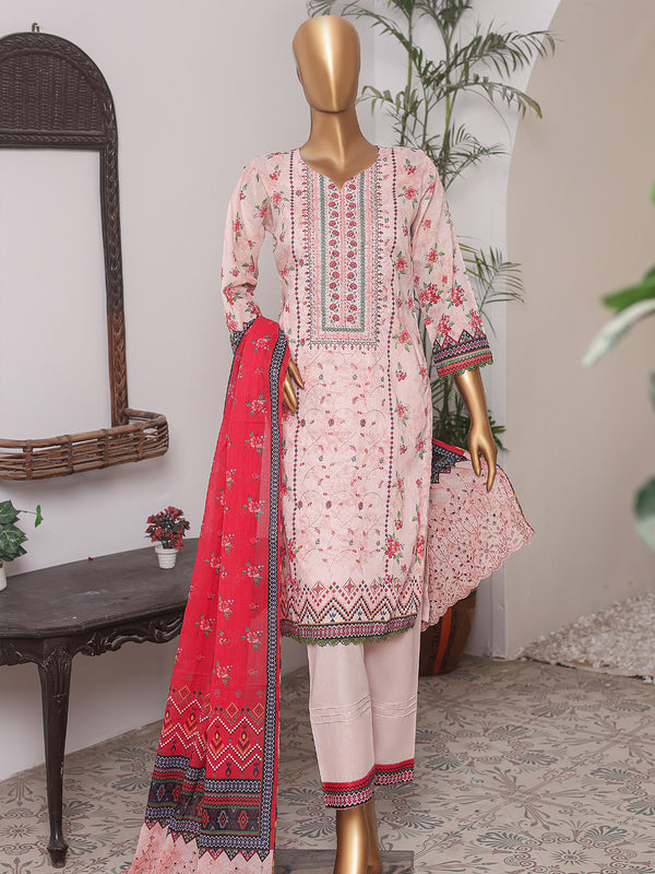 Femi By MTF Digital Printed Embroidered Lawn | Unstitched Suit D04