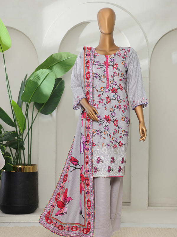 Sitara By MTF Digital Printed Embroidered Slub Khaddar Shirt with Embroidered Sleeves | Unstitched Suit D04