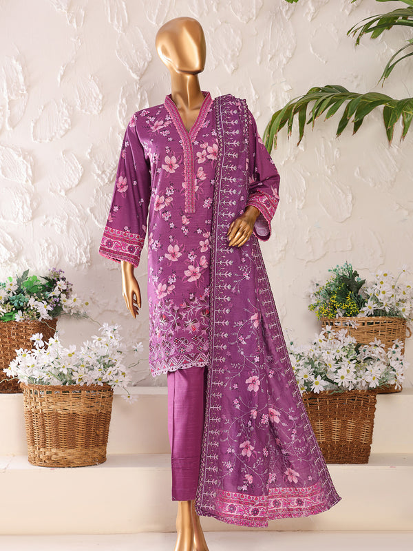 Rang-e-Meraas By MTF Digital Printed Embroidered Slub Khaddar Collection | Unstitched Suit D04