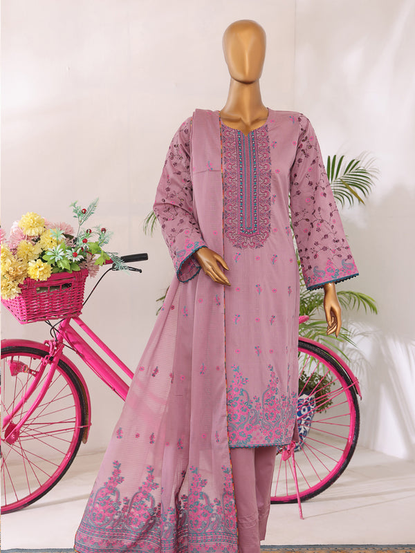 Muskan By MTF Dyed Bana Dora Embroidered Jacquard Lawn with Chikankari Sleeves  | Unstitched Suit D04
