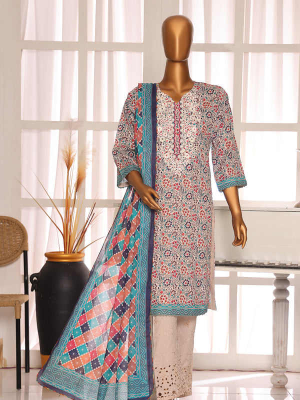 Feeha By MTF Digital Printed Doria Embroidered Lawn Collection | Unstitched Suit D04