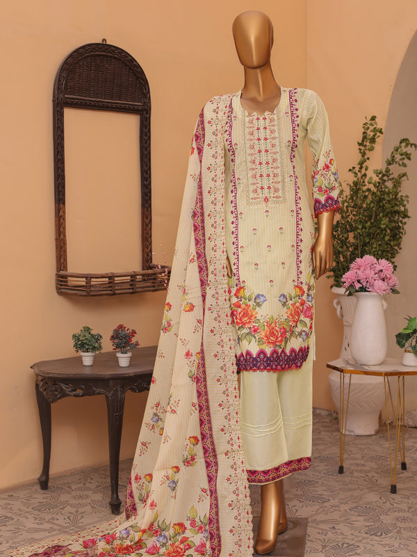 Style Elegant By MTF Digital Printed Embroidered Lawn | Unstitched Suit D05