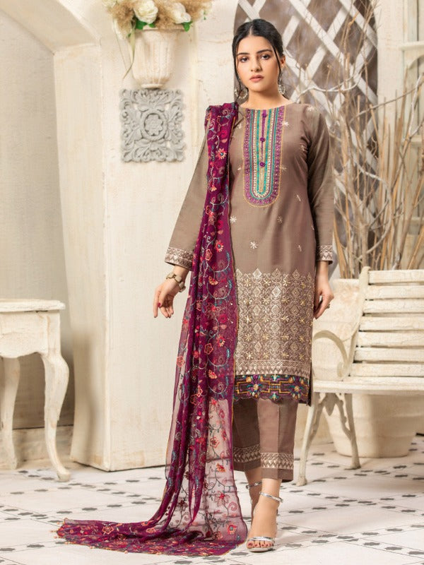 Starlet Dreams By MTF Two Tone Heavy Embroidered Slub Lawn 03 Pcs Unstitched Suit D05