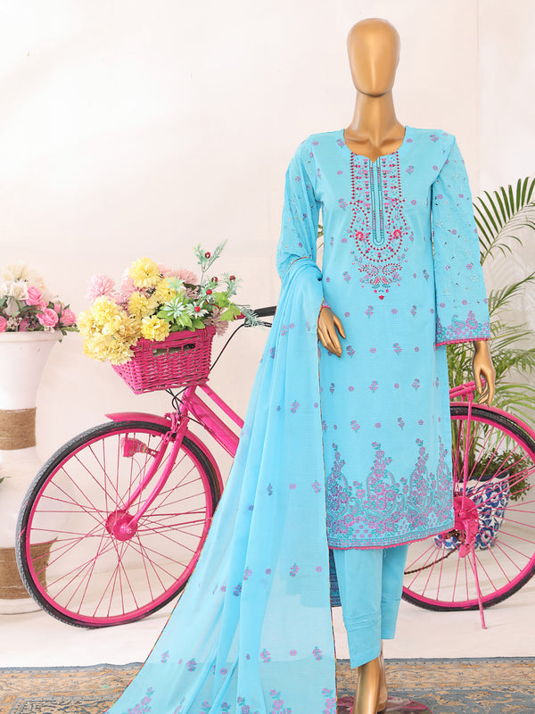 Muskan By MTF Dyed Bana Dora Embroidered Jacquard Lawn with Chikankari Sleeves  | Unstitched Suit D05
