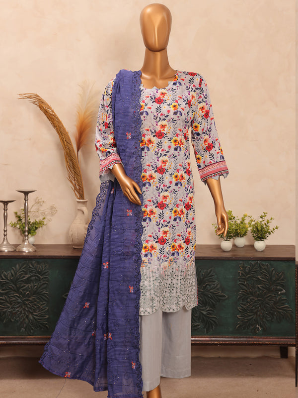 Naghma By MTF Digital Printed Doria Embroidered Chikankari Cotton Collection | Unstitched Suit D05