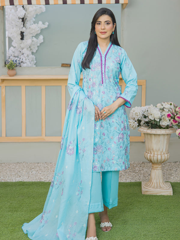Ossm By MTF Dyed Doria Heavy Embroidered Cotton Collection | Unstitched Suit D05