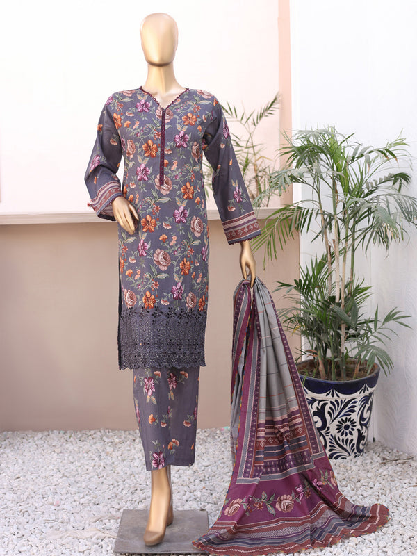 Remola By Ruqayyahs Digital Printed Chikankari Embroidered Lawn | Unstitched Suit D05