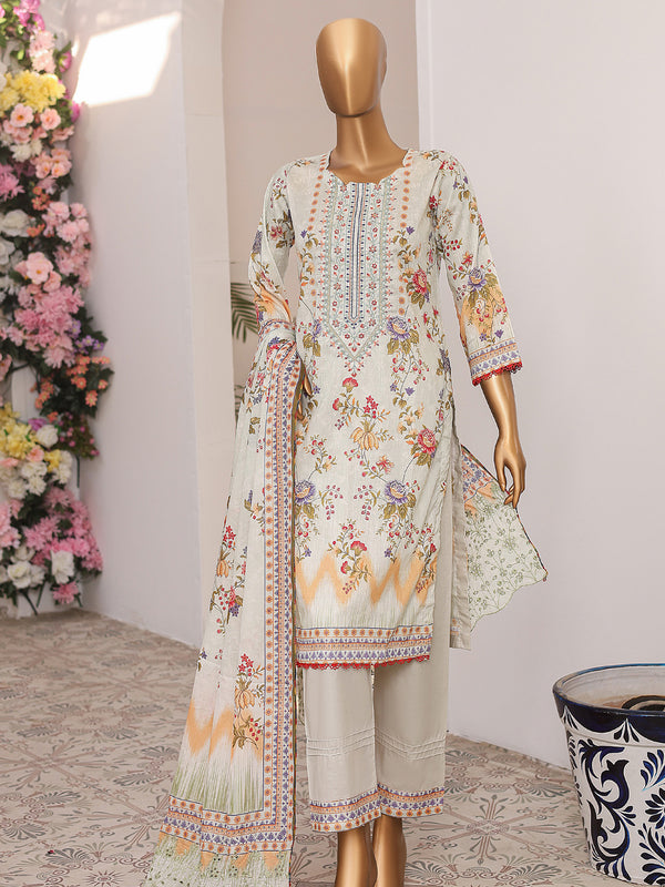 Femi By MTF Digital Printed Embroidered Lawn | Unstitched Suit D05